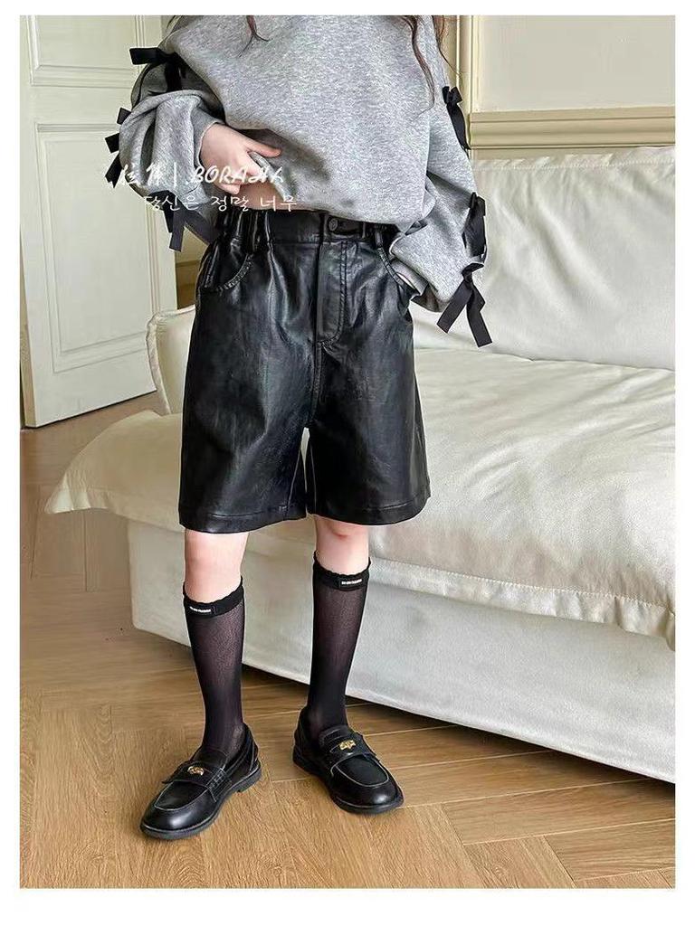 Felpa con fiocco in stile coreano per bambine - 2024 Top casual a maniche lunghe per bambini di taglia media e grande