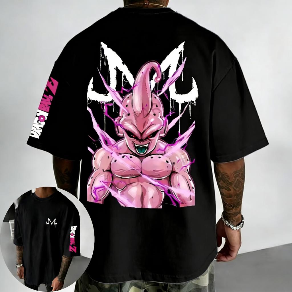 Dragon Ball Anime Cotton T-shirt 2026 Summer New Majin Buu Printed Men's Street Hip Hop Oversized Casual Short Sleeve Top