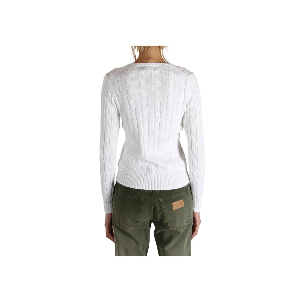 Polo Ralph Lauren Bokstavlogo V-hals Langermet Strikkegenser Damegenser Hvit 211971870-003