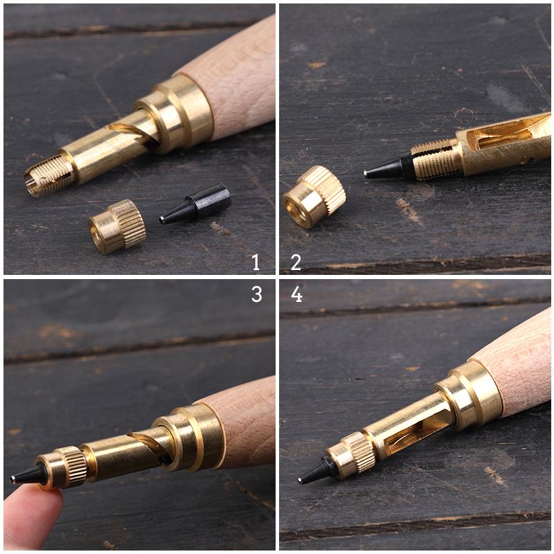 Hole Punch Screw Removable Book Drill Auto with 6 Size Tip 1.5-4mm Automatic Belts Screw Punch Leather Tools