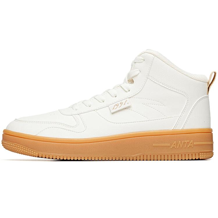 

Anta Life Collection Slip Resistant Mid top Skateboard Shoes Men s White Brown 912038010-3 40