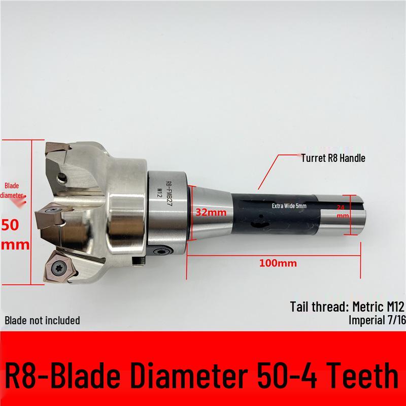 MFWN90 High-Speed Hexagonal Heavy Cutting Milling Cutter with Double-Sided Insert, Morse Taper 4 Turret R8