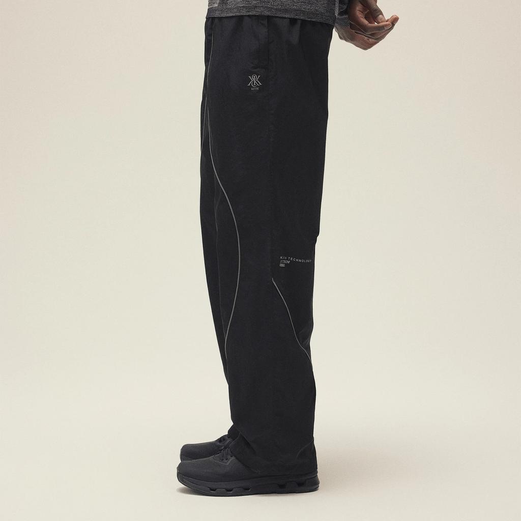 Kith X K-Tech Collaboration SS25 Seamed Nylon Bolt Waterproof Logo Lace-Up Fashion Casual Pants Men Pants Black KHM060773-001