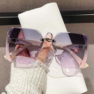 Occhiali da Sole Senza Montatura da Donna Stile Piccola Fragranza Lusso Leggero Occhiali da Sole con Montatura Grande Mostrano che il Viso è Piccolo e Versatile