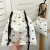 Bow Printed Bundle Pocket Portable Cotton Pouch Casual Drawstring Storage Bag School
