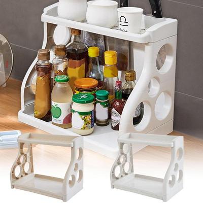 Kitchen Counter Shelf 2-Tier Kitchen Shelf Multi-Purpose Spices Organizer Knives Stand Space Saving Compact Storage Rack For