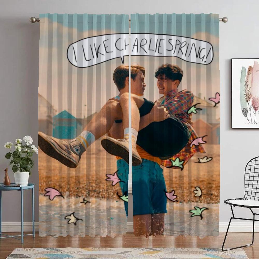 

Space 2 Panel Covers Sheer for Bedroom Halloween Ornament Divider Living Room for Heartstopper Draperies Child Space Design Window Drapery ideal W60xH90cmx2pcs-CL