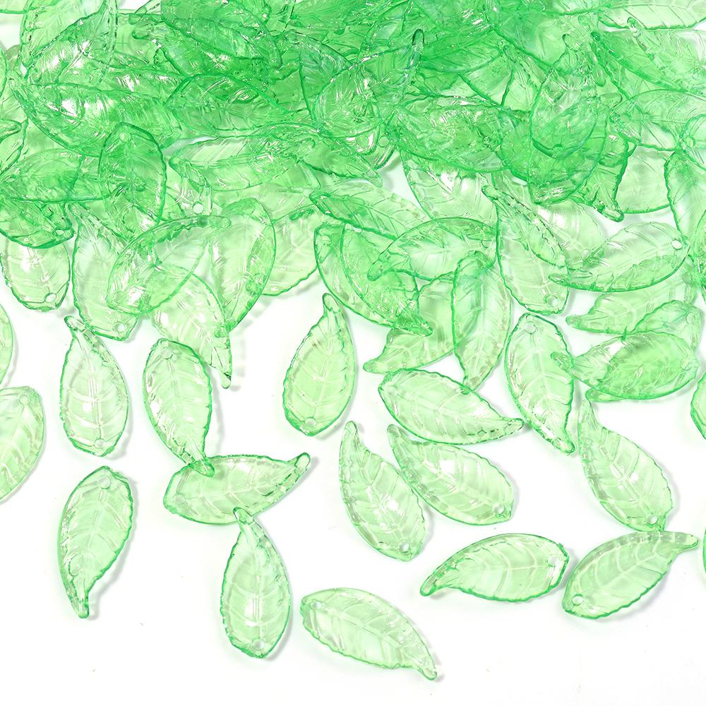 20-200pcs/lot Transparent Green Leaves Beads Loose Acrylic Charms Beads For DIY Pendant Earrings Necklace Jewelry Accessories