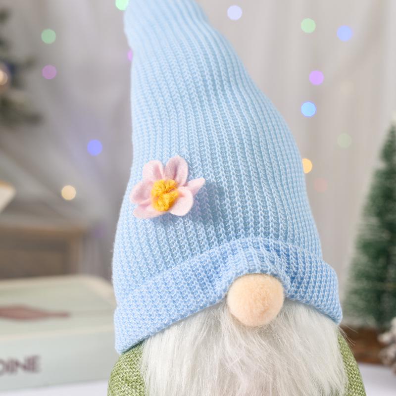 Easter Pink-Eared Rabbit Gnome Elf Plush Toy with Egg