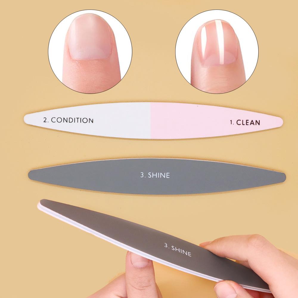 Three-Sided Nail File: White & Gray, Washable, Wear-Resistant, Thin Polishing Strip for Nail Art.