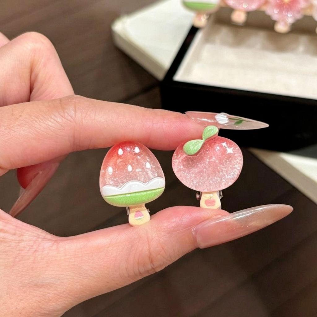 5Pcs Korean Jelly Fruit Duckbill Hair Clips Cute Mini Sheer Side Bangs Clips Sweet Daily Accessory for Girls