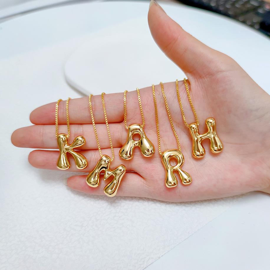 Cross-Border Fashion Bubble Letter Pendant Necklace