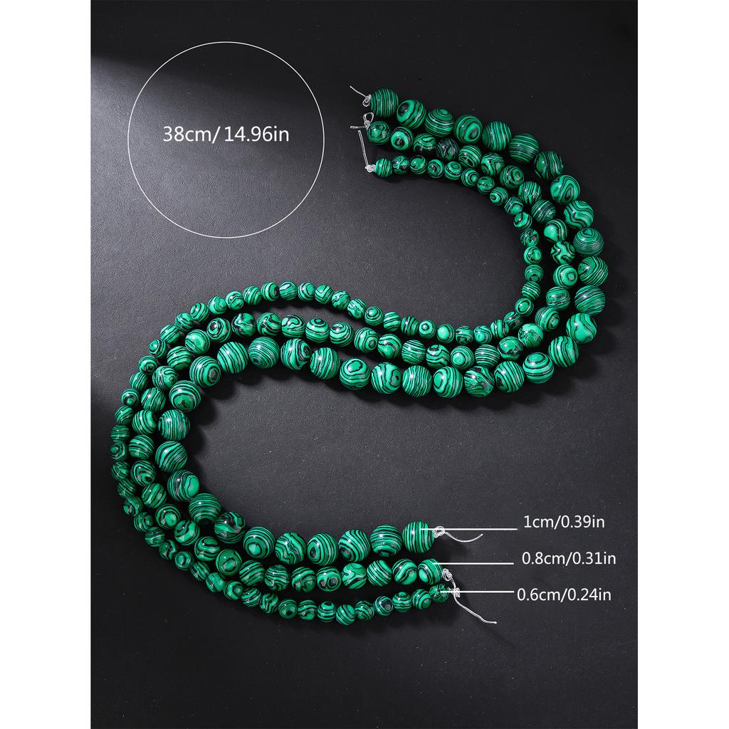Smooth Polished Malachite Round Beads Chain For Handmade Bracelets Necklaces Safe Natural Stone Jewelry Supplies