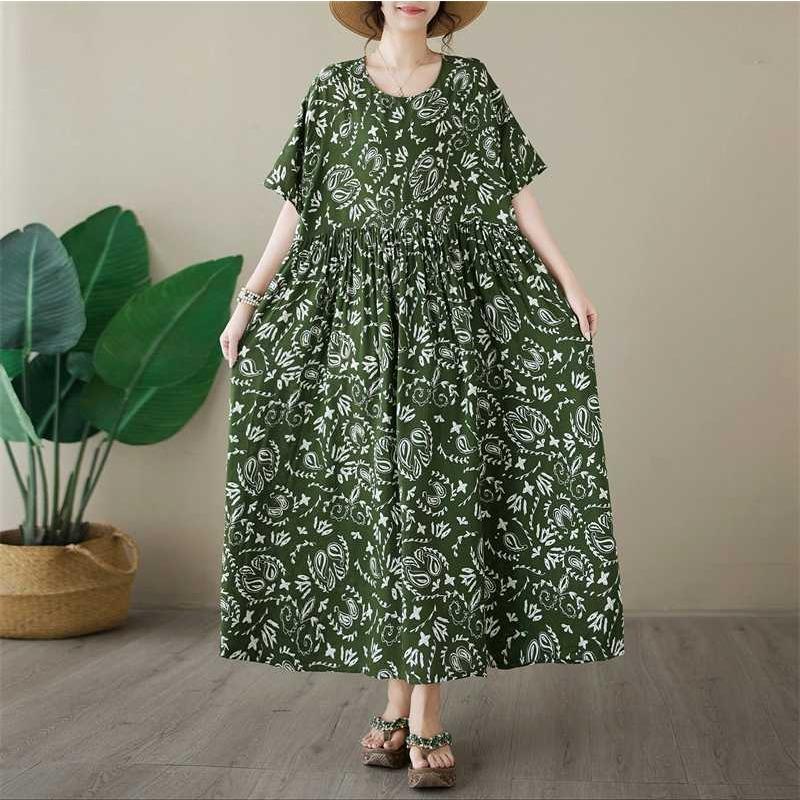 Simple Fashion Plus Size Round Neck Printed Dress