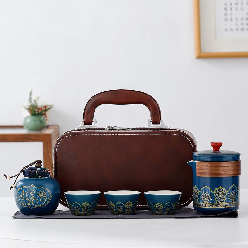 Outdoor Keramik Tee-Set Reise-Set Teetablett tragbar Aufbewahrung Feier Party Souvenir