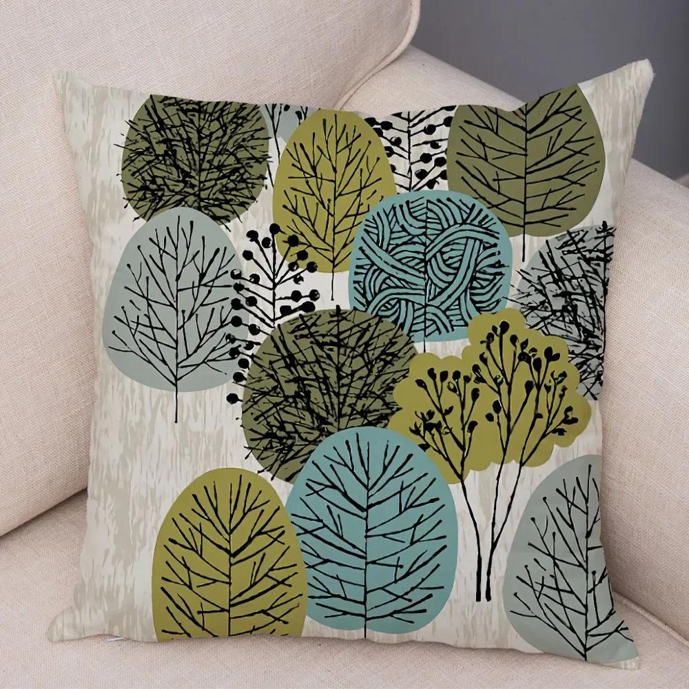 Abstracte Kunst Kussenhoes Decoratief Geometrisch Plant Boom Bloem Kussensloop Bank Thuis Auto