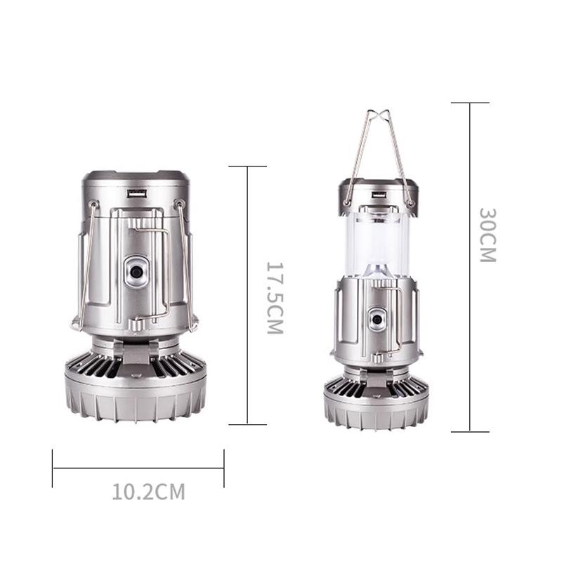 Campingvifte Bærbar belysning Oppladbar sammenleggbar hengbar Power Bank-lampe Håndholdt lanterne med sollading