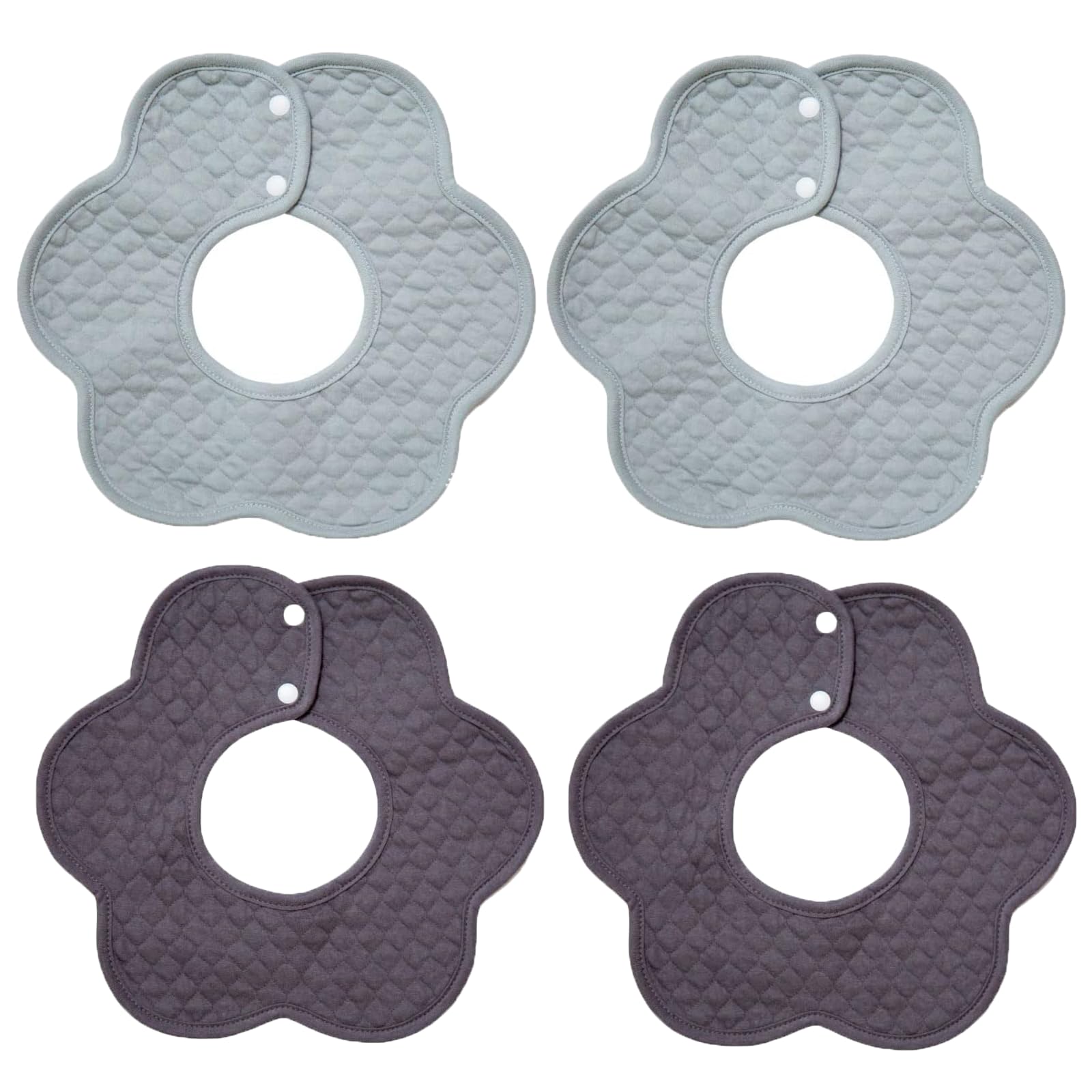 

Baby Bib and with a Design for Mealtime Use Bibs in Charcoal Gray and Blue Elf-feer Set, 360% Cotton, Waterproof, Petal-Shaped (4 Gray)