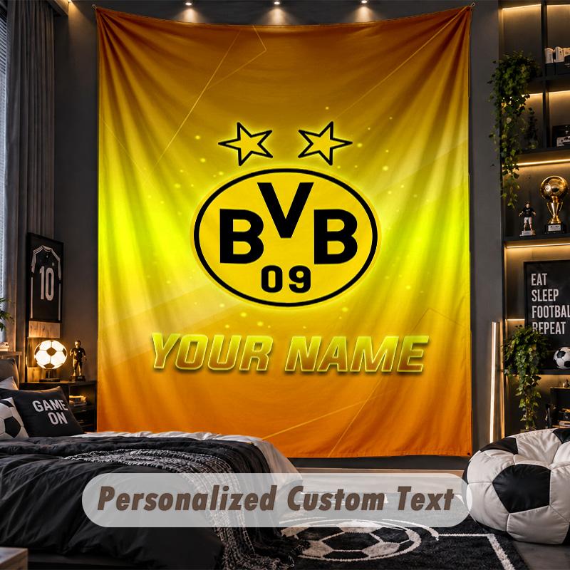 ArazzoBorussia Dortmund Nome Personalizzato Testo Appeso a Parete Personalizzato Arazzo Decorazione Parete Casa