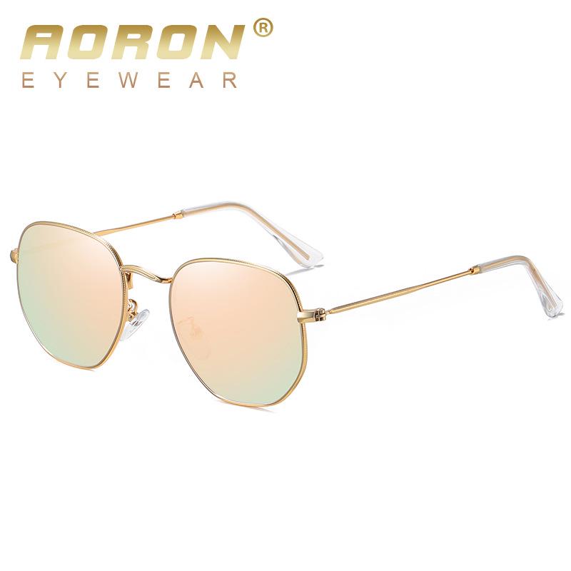 Men's Polygon Polarized Sunglasses - Colorful Metal Frame, Anti-UV, Anti-Blue Light, Flat Lens 3548