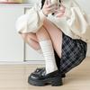 Herbst- & Winter Kämmerte Baumwolle Wadenlange Socken: Trendiger JK Academy Stil, Einfarbig mit vertikalen Streifen, Japanische vielseitige lange Damensocken