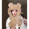 2025 New Winter Scarf Integrated Two-piece Set Cute Bow Plush Bear Ears Hat Women's Versatile