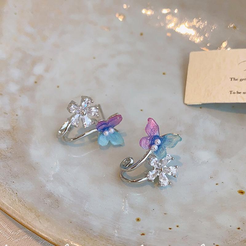 2026 Exquisite Butterfly Zircon Flower Earrings for Women Girls New Trendy Sweet Cute Stud Earrings Daily Wearing Jewelry Gifts