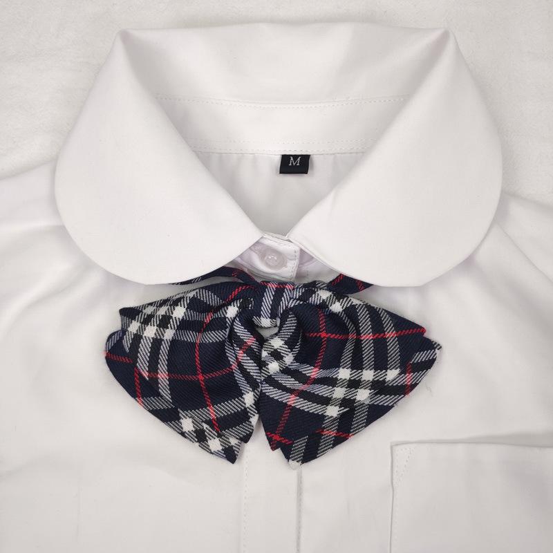 Blaue karierte Krawatte, leicht zu ziehende Lazy Tie, Krawatte, gestreifte Schuluniform, Schüler-Krawatten-Set.