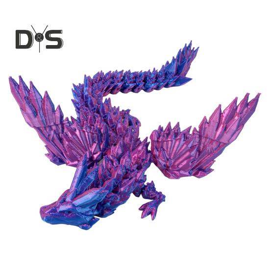 Figurita de Dragón Volador Impresa en 3D Articulaciones Móviles Figura de Dragón Colorida Modelo de Dragón Alado Articulado Juguete Fidget Adorno Decorativo de Escritorio