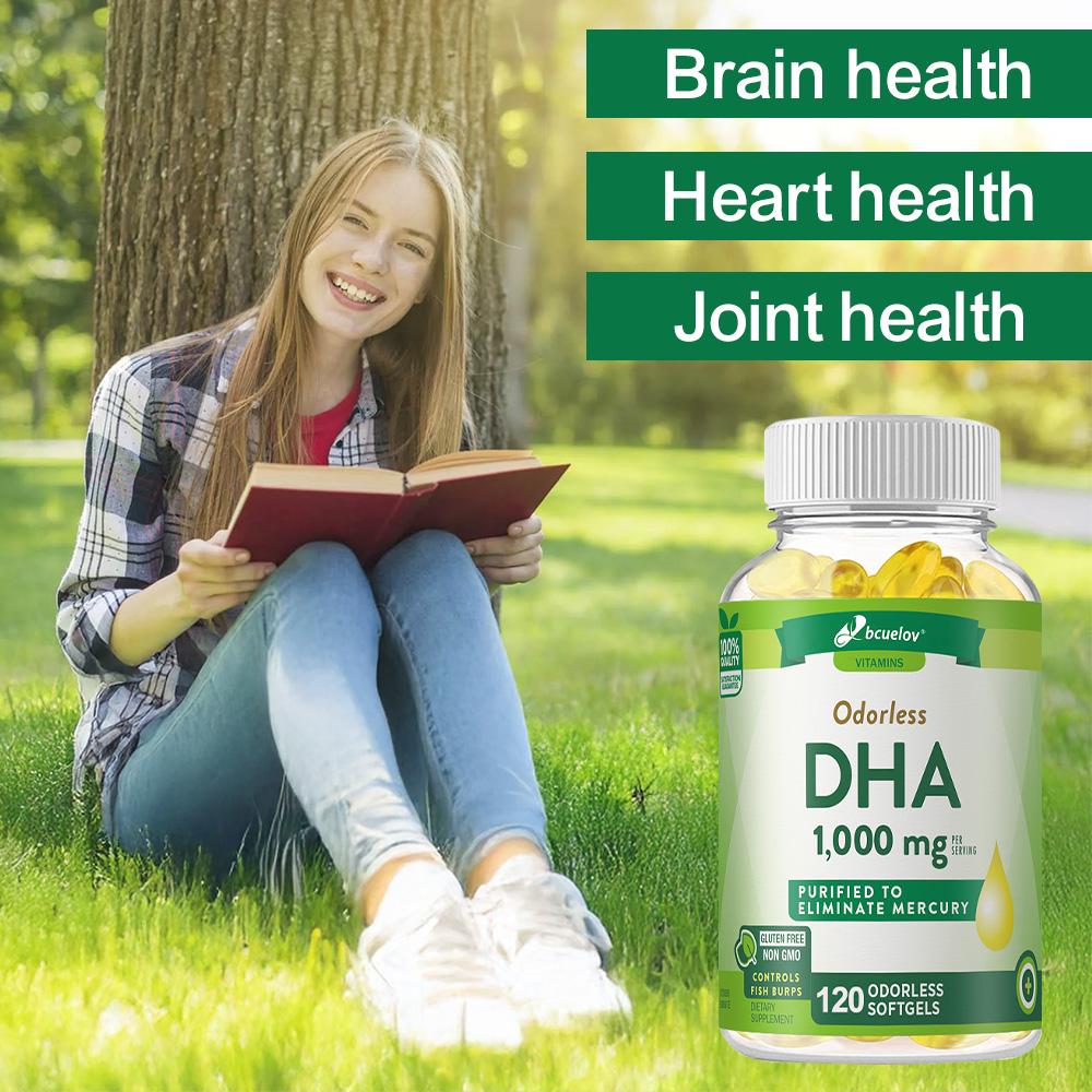 Odorless DHA 1000mg Supplement - Purified & Mercury Free - 120 Softgels