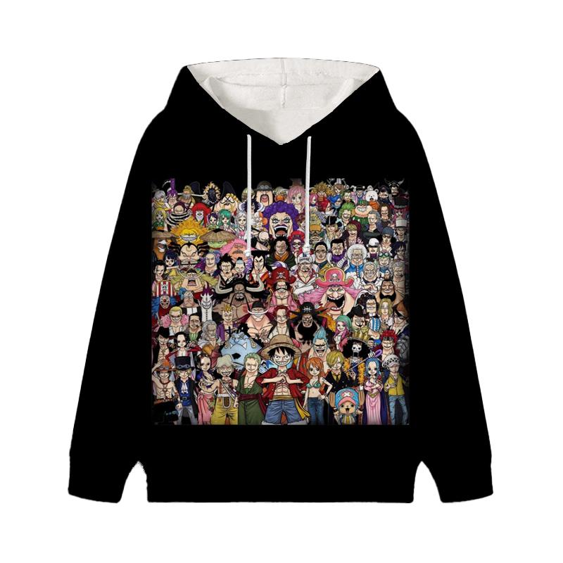 Sudadera con capucha de One Piece Luffy Wanted para niños, otoño e invierno, jersey de terciopelo para niños, ropa informal para niños, niñas y niños, sudaderas con dibujos animados Kawaii