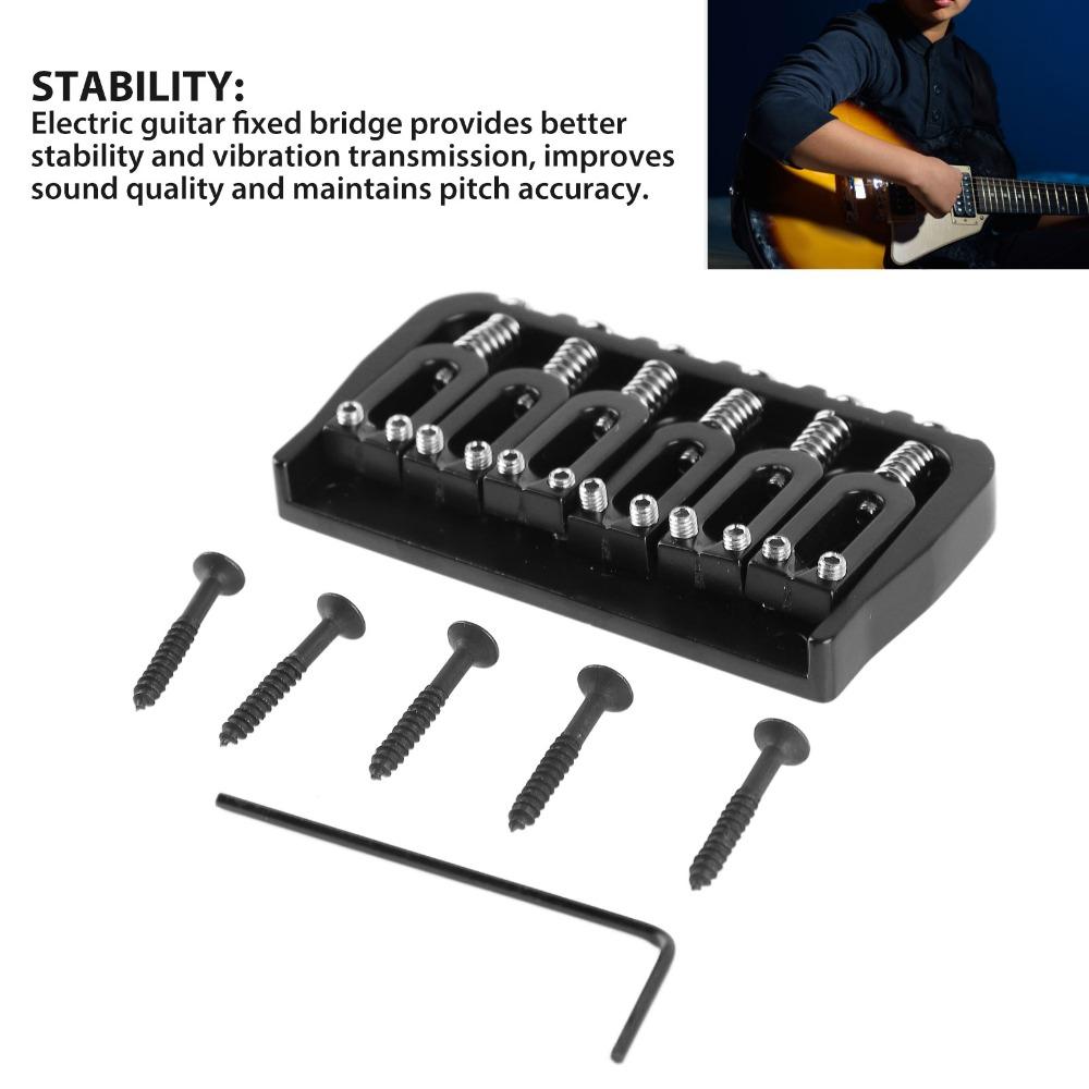 Black\Silver Electric Guitar Fixed Bridge Hardtail Saddle Bridge Electric Guitar Replacement