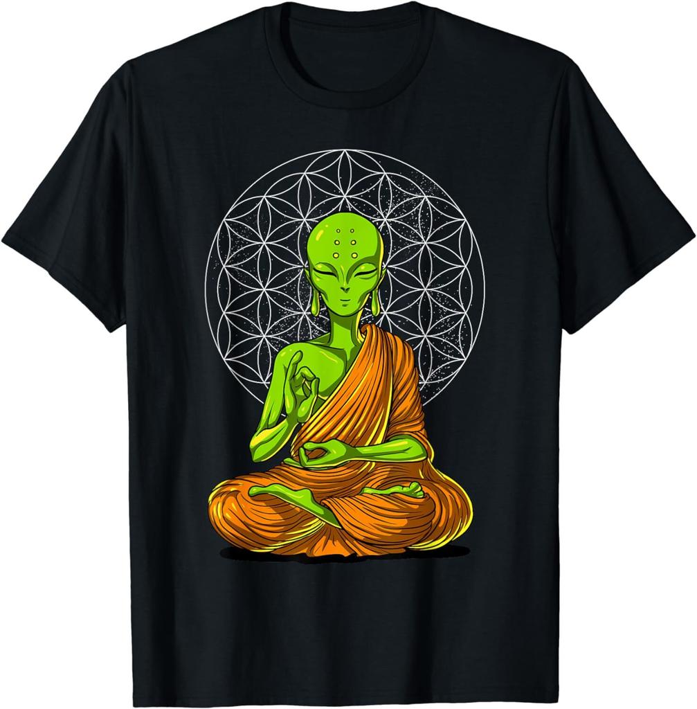 New Limited Space Alien Buddha Zen Yoga Meditation Spiritual T-Shirt Made In USA