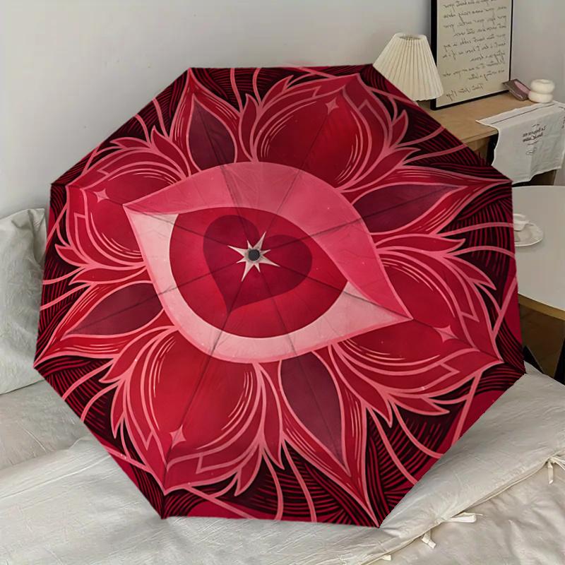 Eye of Heart Mandala Automatic Opening Rain Umbrella - Portable Folding Design, Outdoor Umbrella for Fans, Travelers & Daily Use, Perfect Gi