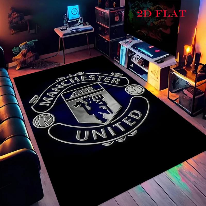 Tappeto Man Utd per Soggiorno Camera da Letto Casa Decorazione Divano, Tappetino Antiscivolo per Giochi Bambini