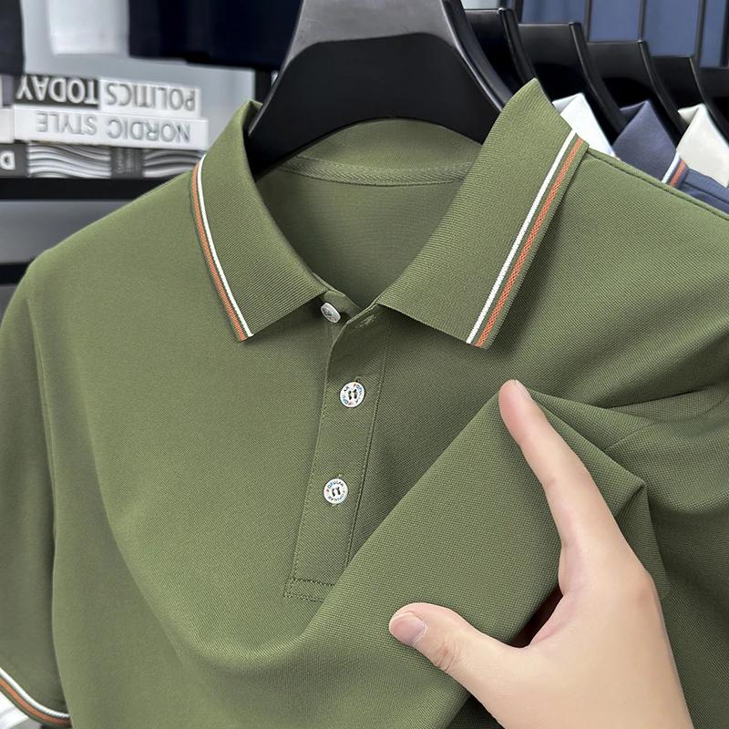 New Men's Business Casual Short Sleeved Shirt Solid Color Polo Shirt Fashionable Breathable Comfortable Versatile Top