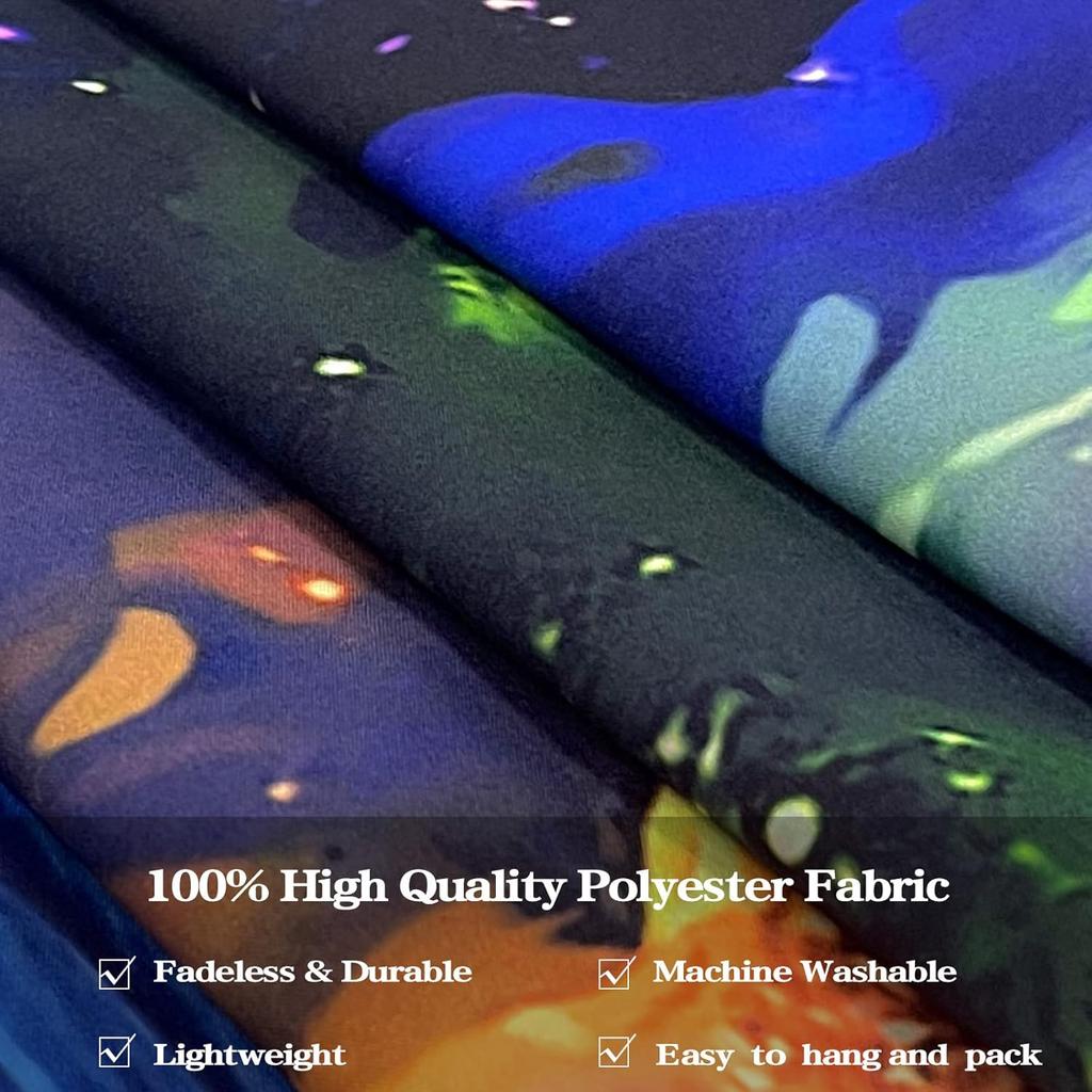 Faxdong Blacklight Moon Tapestry, UV Reactive Tree Lake Colorful Starry Night Galaxy Space Clouds Wall Tapestry for Bedroom Decor 36×48 Inch