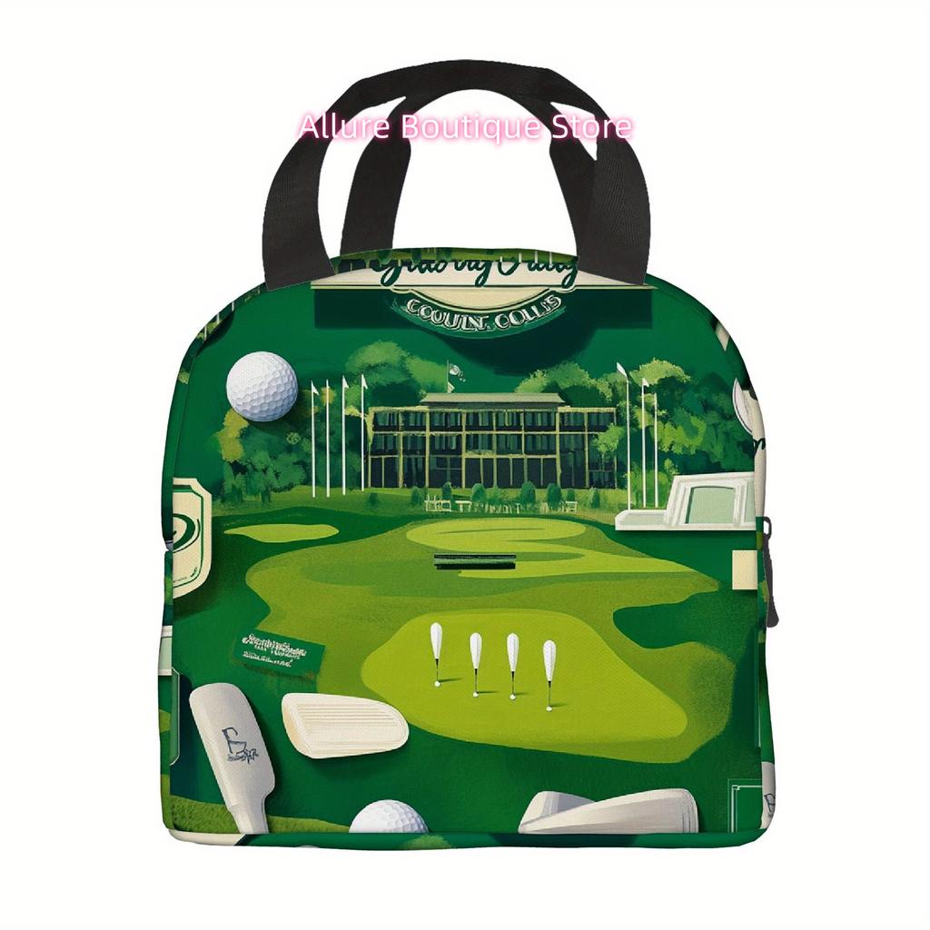 1pc Golf Course Thermal Insulated Bag - Reusable, Portable, No-Food Contact, Durable Polyester with Clubs & Balls Design for Hom