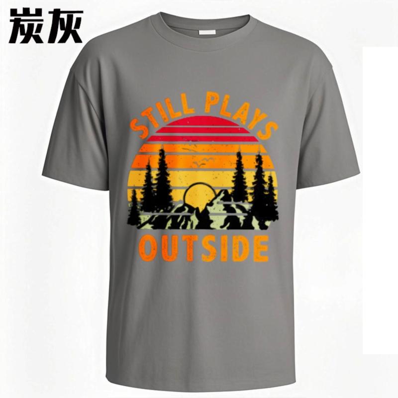 Solid Color Unisex Oneck T Shirt Casual Still Plays Outside Sunset Forest Scene Minimalist For Unisexs Male Tshirt Brand