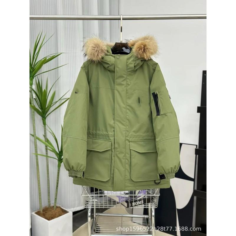 Unisex Mid-Length Parka With Faux Fur Collar 80-85% Duck Down Fill Warm Waterproof Winter Coat Outdoor City Wear
