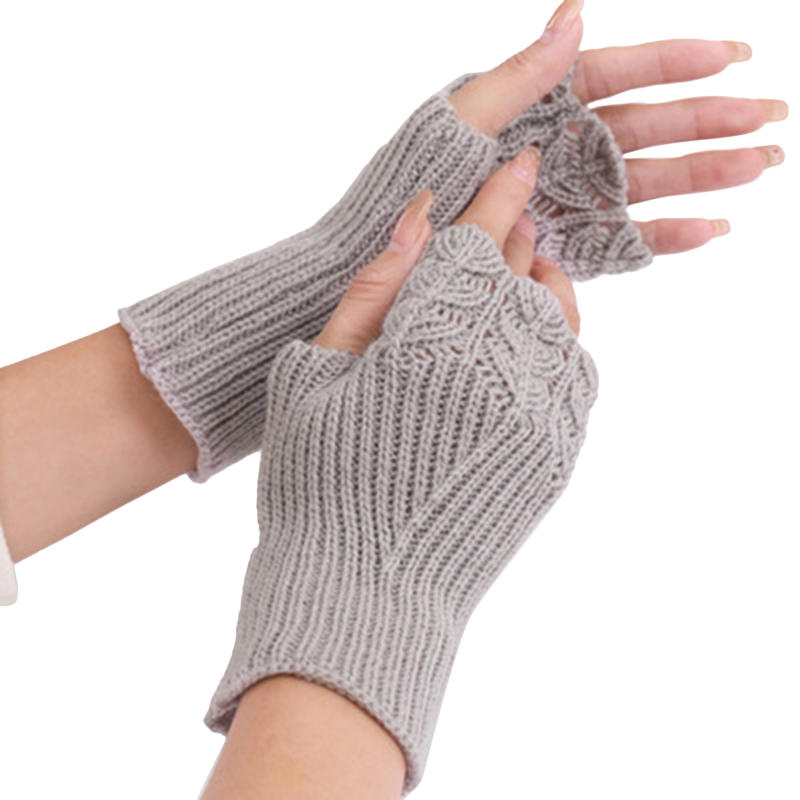 Women Knitted Warm Half Gloves Autumn Winter Fingerless Gloves Arm Sleeve Girls Fashion Casual Accessories Mittens