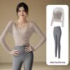 Women's Mesh Two-Piece Yoga Top with Chest Pads - Slimming, Versatile for Pilates and Fitness.