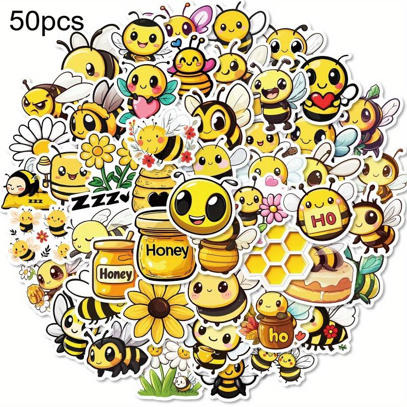 

50pcs Bee Stickers Bee Decor Insect Stickers Vinyl Sticker Water Bottle Laptop Skateboard Bike Luggage Guitar Aesthetic Stickers