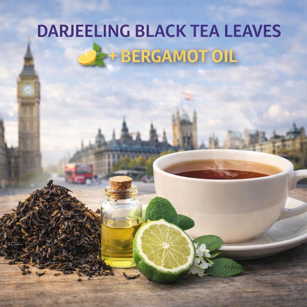 Sancha Londoners Herbata Earl Grey | 100g Liściasta | Premium Darjeeling z Naturalną Bergamotką | Cytrusowa Mieszanka w Brytyjskim Stylu
