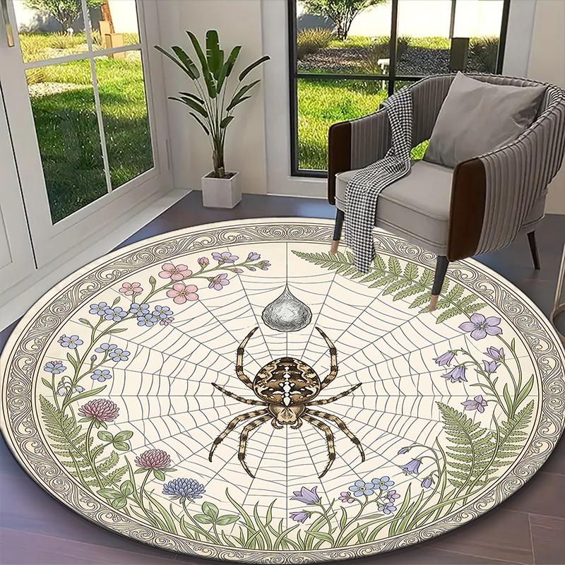1pc Office Carpet, Dark Widow Ornate Spider Visions Chair Rug, Living Room Printed Round Rug, Home Chair Floor Mat