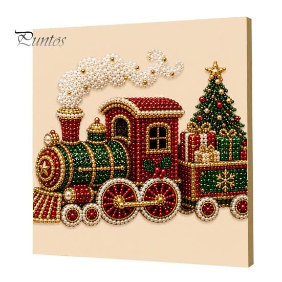 Artistic Faux Pearl Bead Mosaic Christmas Art Kit, 20x20cm Xmas Painting DIY Decorative Gemstone Wall Sparkling 3D Diamond Craft Kit for Adults,