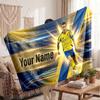 Coperta Personalizzata in Pile Cristiano Ronaldo con Logo Calcio, Testo Nome Personalizzato Morbida Calda Coperta da Divano per la Casa