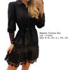 Turn-down Collar Long Sleeve Single-breasted Pullover Women Dress Hollow Out Floral Shape Shirt