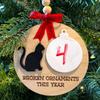 Christmas Tree Decoration Pendant Wood Hangable Cat With Bow Decoration Hanging Board Party Supplies Home Decor
