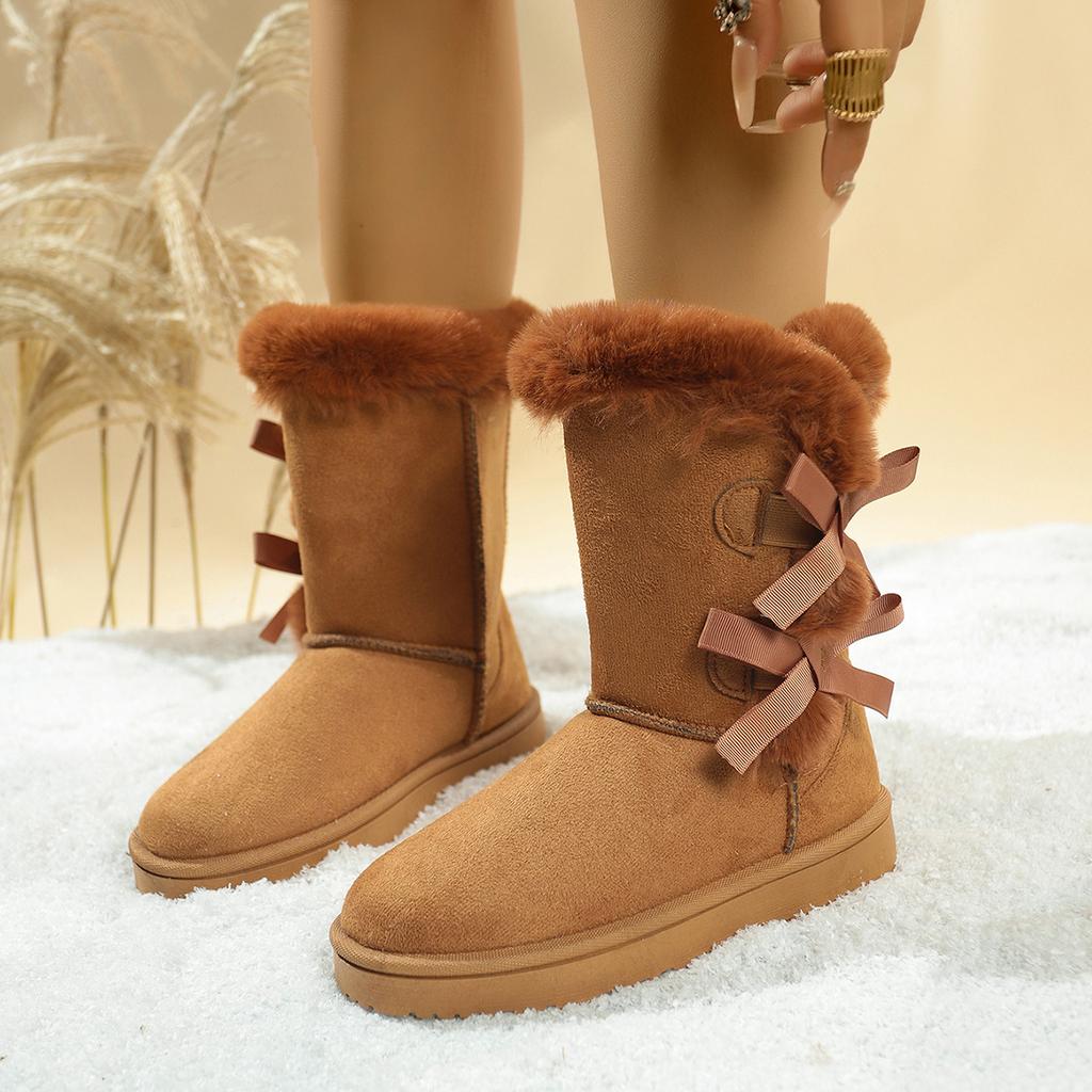 2025 New Winter Snow Boots Women Non-slip Fashion Solid Color Women Boots Thick Plush Thick Sole Shoes Classic Retro Long Boots